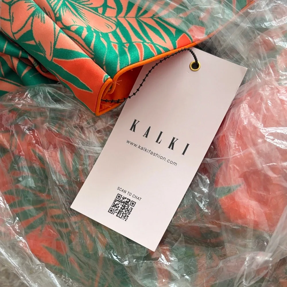 Kalki Orange and Green Embellished Lehenga Set - Picture 9 of 13